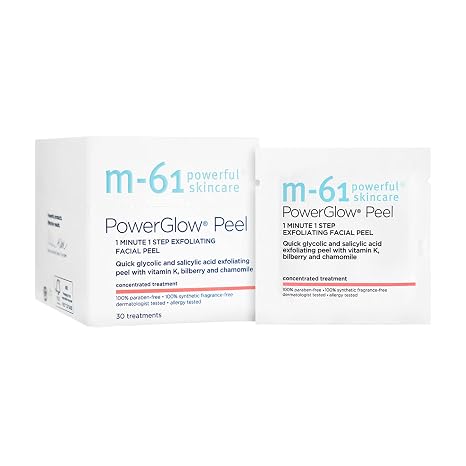 m-61 PowerGlow Peel, 30 Treatments | Exfoliating Facial Peel, Glycolic & Salicylic Acid, 1 Minute, 1 Step
