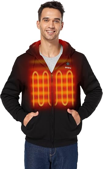 ORORO Men's Heated Hoodie with Battery Pack, Large, Black
