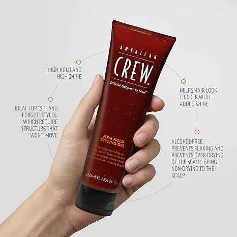 American Crew Men's Hair Gel, Firm Hold, Non-Flaking Styling Product, 13.1 fl. oz.
