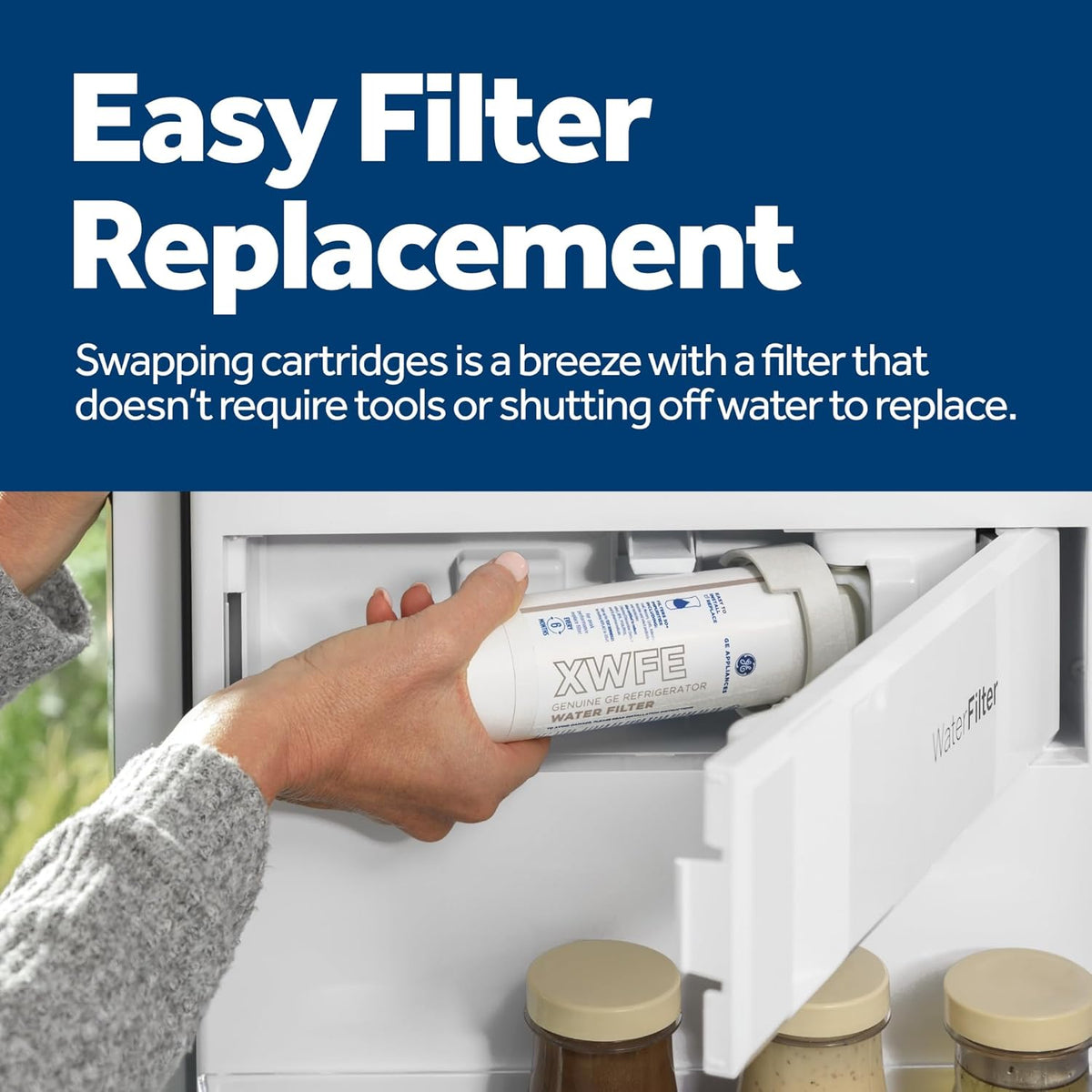 GE XWFE Refrigerator Water Filter with Smart Chip, Certified to Reduce Lead & Pharmaceuticals