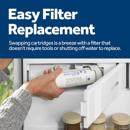 GE XWFE Refrigerator Water Filter with Smart Chip, Certified to Reduce Lead & Pharmaceuticals