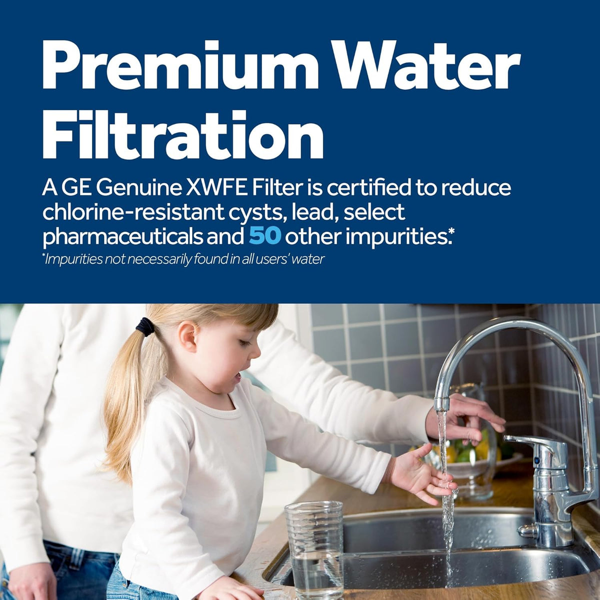 GE XWFE Refrigerator Water Filter with Smart Chip, Certified to Reduce Lead & Pharmaceuticals